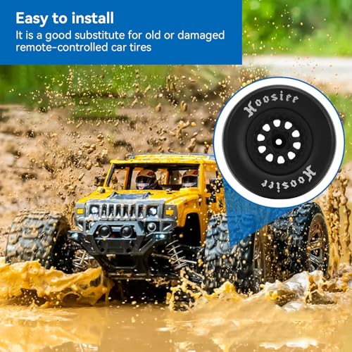 HERCHR 4Pcs RC Rubber Tires, Plastic Wheels Rim 12mm Hex Hub 102mm RC Tires, Strong Shock Absorption & Excellent Grip, Compatible with 1/10 Off Road Crawler Car Trucks Tyres Upgrade Parts
