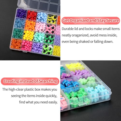 IOOLEEM Bead Organizer Box, 42 Grids Plastic Organizer Container Storage | Clear Dividers for bead arts and crafts for beading & jewelry storage & small items arts and crafts. - size: 42 Grids (1 pack)