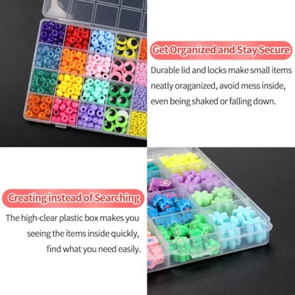 IOOLEEM Bead Organizer Box, 42 Grids 2 Pack Organizer Container Storage | Clear Plastic Dividers for bead arts and crafts for beading & jewelry storage & small items arts and crafts. - size: 42 Grids (2 pack)