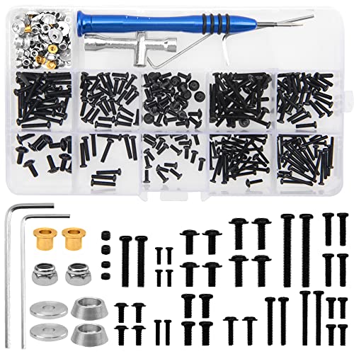 357Pcs Universal M2 M2.5 M3 RC Screws Kit Screw Fasteners Gasket Repair Tool Set Compatible with MN D90 D91 MN99S WPL C14 C24 B24 B36 1/12 1/16 RC Car