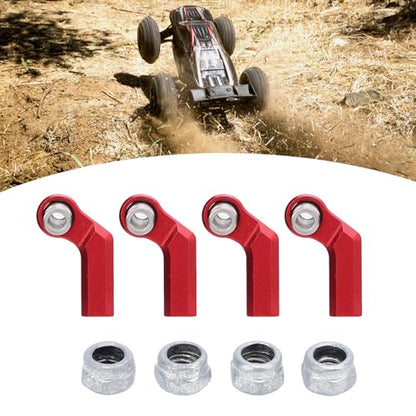 RC Link Rod End Alloy M4 Curved CW 7mm Ball Joint Head Set 4 Pack High Precision Durable Replacement Parts for 1/10 Scale Model Cars (Red) - color: Red
