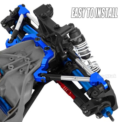 RC Front Tie Rods with Stabilizer Upgrades Part for 1/10 Slash 4X4 LCG,Alloy Aluminium Front Positive and Negative Teeth Pull Rod + Fixed Code Combination-Set,Navy Blue - color: Navy Blue - (Front Tie Rods)