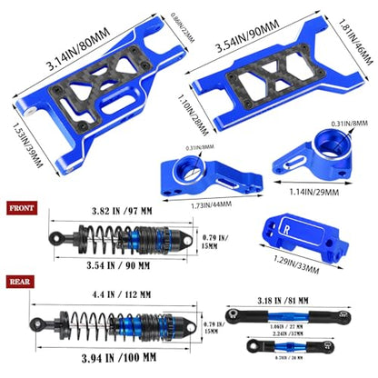 RC for 1/10 Slash 2WD,Slash 2WD VXL Upgrades Parts Shocks&Drive Shaft CVD&Front Rear Suspension A Arms&Caster Block&Steering Blocks&Rear Stub Axle Carriers&Turnbuckles Camber Link,Navy Blue - color: Navy Blue(for 1/10)