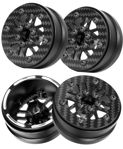 RC 1.9In Beadlock Wheels Ultra Lightweight Performance Carbon Fiber faceplate for 1/10 TRX4 TRX6 SCX10 I II III 90046 AXI03007 MST CFX D90 VS4-10 Gen8 RC Crawler Car(Black-D) - style: Black - (D)