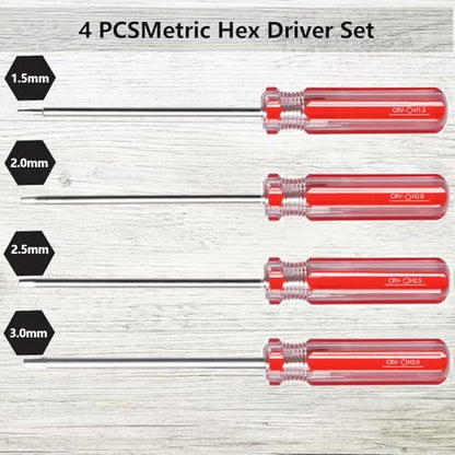 Hex Driver Set 1.5mm 2.0mm 2.5mm 3.0mm, 4PCS Hex Allen Wrench Screwdriver Set Key Driver Repair Tools for rc Car Traxxas Helicopter (4)