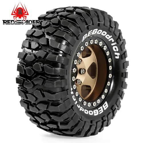 REDSPIDER 1.9'' Rock Crawler Tires OD 95mm/3.74'' (4PCS) For 1/12 RC Crawler MJX H12Y+ H12P Upgrade Replacement Tires (Brown) - color: Brown