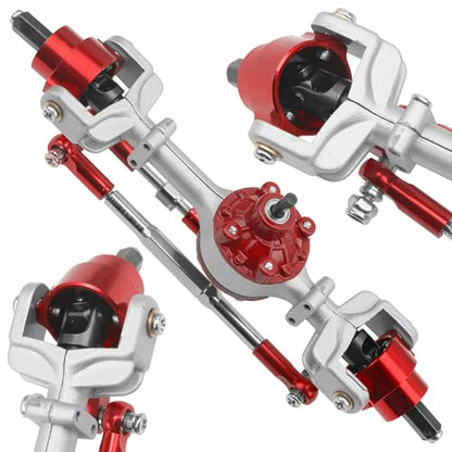 Metal Front & Rear Portal Axle Set Upgrades Parts Compatible with WPL C14 C24 C34 C44 B14 B24 1/16 RC Car (Silver) - color: Silver
