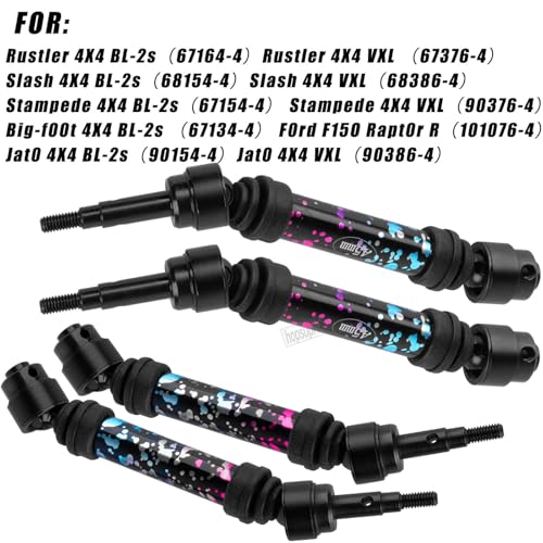 RC Upgrades Part for Stampede Slash Rustler JatO 4X4 VXL/BL-2s,RC #45 Steel CVD Drive Shafts,Harden Front Rear Driveshaft Axles Hops up(4PCS),Replace #9051#9052 Colour - color: Colour(4pcs)