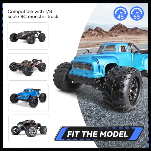 PreGlued 1/8 RC Monster Truck Buggy Wheels and Tires 17mm Hex with Foam Inserts for Traxxas Maxx Tmaxx E-Revo 2.0 3.3 Arrma Kraton Typhon 6S HSP HPI Savage Flux Redcat Kaiju