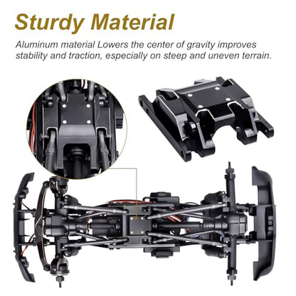 Aluminum Skid Plate Transmission Mount Heavy Duty for TRX4M K10 High Trail F150 Bronco Defender 1/18 Crawler Car Upgrades (Black Silver) - color: Black Silver