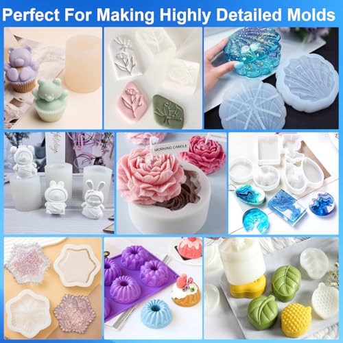 CHANGTIKEJI Silicone Mold Making Kit, 210 oz Super Elastic Liquid Rubber, Fast Curing Translucent Silicone for Resin Casting, Candle, Soap & Food Molds - size: 210 OZ