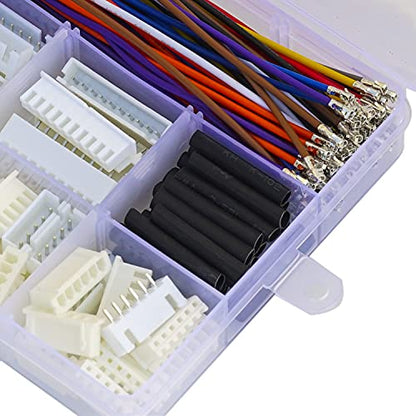 JST Connector Kit 2.5mm Pitch JST-XH 2.54 Female Connector with Premium 22AWG Pre-Crimped Cables,XH 2.54mm Connector 2/3/4/5/6/7/8/9/10 Pin Female Housing (XH-MM-Kit) - size: JST-2.5MM-XH