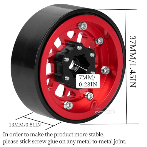 RC 1.3" Beadlock Wheels 1.3 rc Wheels for RC Crawler 1/18 TRX4M,1/24 SCX24,Alloy Aluminium 1.3 Beadlock Wheels 1.3 rc Rims,4pcs,Red - color: Red(4pcs)