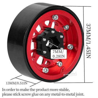 RC 1.3" Beadlock Wheels 1.3 rc Wheels for RC Crawler 1/18 TRX4M,1/24 SCX24,Alloy Aluminium 1.3 Beadlock Wheels 1.3 rc Rims,4pcs,Red - color: Red(4pcs)