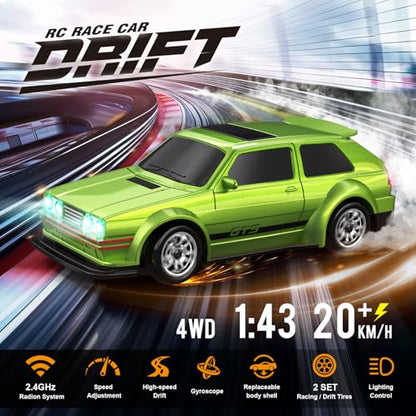 1/43 Mini RC Drift Car with Gyroscope, 4WD Full Proportional RC Car, 2.4GHZ Hobby Grade Remote Control Cars, RTR Model Vehicle, 20+KM/H High Speed for Hobbyists Kids Adults (Sliver) - color: Silver