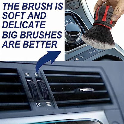 AUCELI Car Detailing Brush, Ultra Soft Auto Interior Dusting Brush with Storage Rack, Car XL Synthetic Brush Cleaning Tool, Universal Covers Large Area Inside or Outside Vehicles (Red/Style B) - color: Red