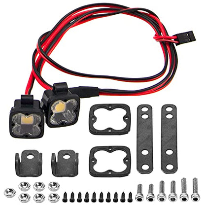 RC Crawler Bumper Light LED Headlight Spotlight w/Square Cover Compatible with Traxxas TRX-4 Axial SCX10 90046 D90 CC01 Wraith Redcat Gen8 1/10 RC Crawler Car (2Leds)