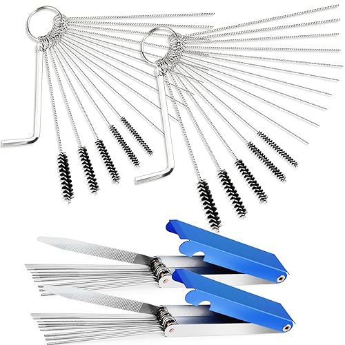 Valchoose Carburetor Cleaning Kit, Torch Tip Cleaner,2 Sets | 26 Cleaning Set, 10 Nylon Brushes, 20 Cleaning Needles, 2 Throttle Wrenches, Fits Jets, Nozzles, Small Engines - style: 2 set
