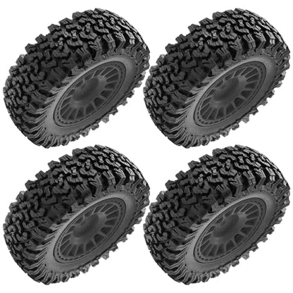 4Pcs HIRCQOO 1.9" RC Crawler Tires OD 90mm Rubber Tire and Plastic Wheel Rims 12mm Hex Compatible with 1/10 Axial SCX10 D90 Tamiya CC01 TF2 TRX4 RC Crawler (Black) - color: Black