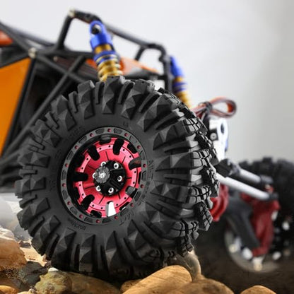 REDSPIDER 1.9 Inch RC Crawler Tires, 110mm Aggressive Mud Terrain Tires with Soft Sticky Compound & Foam Inserts, Compatible with 1/10 Scale Axial SCX10, TRX-4, Redcat Gen8 (Set of 4)