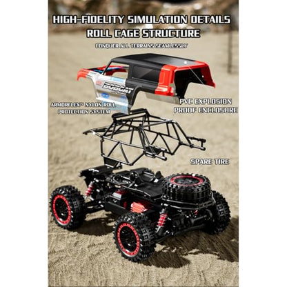 S912PRO 1/16 Remote Control Drift Car, 2.4G Brushless Full-Proportional 4WD 55KM/H High-Speed RC Climbing Car Mini 2 Batteries RC Buggy Rock Crawler Model Toy Gift -RTR - style: S912PRO 1/16, 2 Batteries, Red