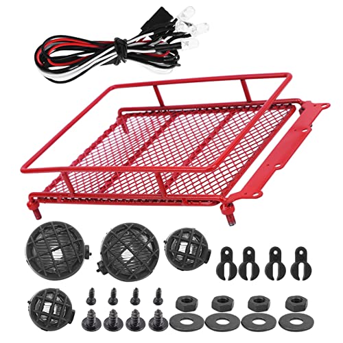 Stainless Steel Roof Rack Luggage Carrier,Not Easy to Wear and Tear Luggage Carrier Roof Rack,Vivid and Beautiful RC Luggage Carrier,for MN RC Crawler MN90 MN90KSilver (Red) - color: Red