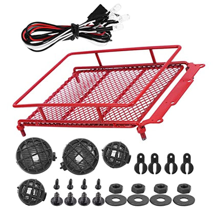 Stainless Steel Roof Rack Luggage Carrier,Not Easy to Wear and Tear Luggage Carrier Roof Rack,Vivid and Beautiful RC Luggage Carrier,for MN RC Crawler MN90 MN90KSilver (Red) - color: Red
