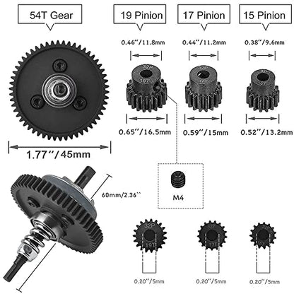 OGRC Steel Slipper Clutch for 1/10 Traxxas Slash Stampede Rustle 4X4 | Metal Differential Gear Slipper Clutch Set with 32P 15T 17T 19T Pinions Gears for Traxxas RC Truck #6878
