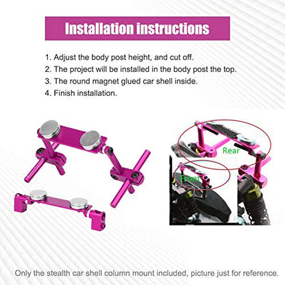 Tbest RC Car Body Mount Kit, Aluminum Magnetic Invisible Body Shell Mount Kit for HSP 1/10 RC Racing Car()
