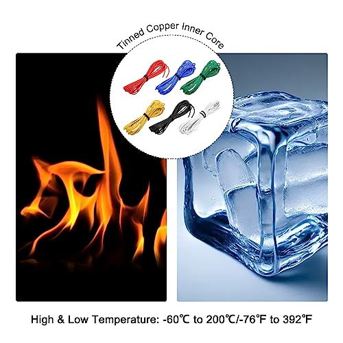 MECCANIXITY 22 Gauge Wire Silicone Wire 22AWG Electrical Wire Stranded Wire Tinned Copper Wire High Temp Hookup Wire 6 Color 3.0m/10ft for Car Model Electric Appliances 6pcs - size: 22AWG, 10ft