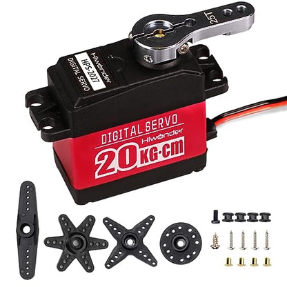 20KG RC Servo High Torque Servo Motors, Waterproof Full Metal Gear Steering Servo for 1/6 1/8 1/10 1/12 RC Car Robot DIY, Digital Servo with 25T Servo Horn, Control Angle 270° - style: 20KG-270°