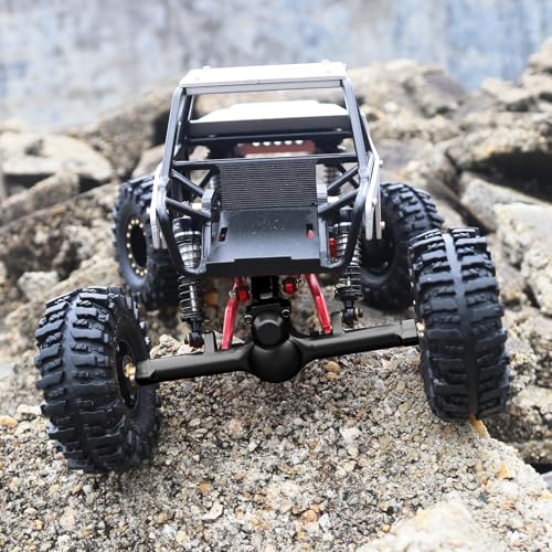 OGRC +4mm Axles with Double Joint Shaft & Brass Steering Knuckle for SCX24 | Aluminum Axle Housing, Brass Steering Knuckles, Stock 2/16T Gears, for Axial SCX24 AX24 1/24 RC Crawler, Black - color: Black