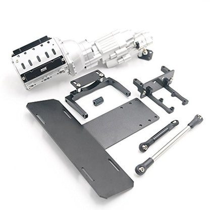 KYX Racing V8 Engine Motor 2 Speed Gearbox + Axle Servo Mount + Modified Battery Tray Set for 1/10 Rc Crawler SCX10 II