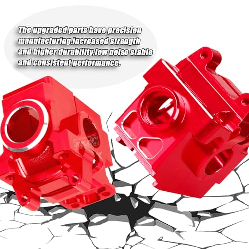 Gearbox Transmission Case Upgrades Parts Aluminum Front Rear Wave Box Gearbox for 1/10 Slash/Rustler/Stampede/Hoss VXL 4X4 4WD,Replace #6880#6881,Red - color: Red( Upgrades Parts)