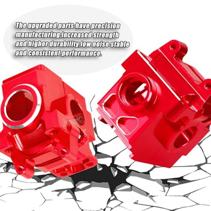 Gearbox Transmission Case Upgrades Parts Aluminum Front Rear Wave Box Gearbox for 1/10 Slash/Rustler/Stampede/Hoss VXL 4X4 4WD,Replace #6880#6881,Red - color: Red( Upgrades Parts)