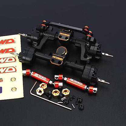 RCAWD All Metal Front Rear Axles with Center Drive Shaft and Diff Gear for 1/24 ECX Barrage Portal Axle RGT FTX Series RC Crawler Upgrades Parts Black - color: Black