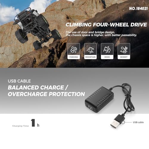 GoolRC Remote Control Car, WLtoys 184021 RC Cars, 1/18 Scale 2.4GHz RC Crawler, 4WD All Terrain Off Road Monster Truck, Two-Speed Shift RC Rock Crawler with LED Searchlight for Teens and Adults