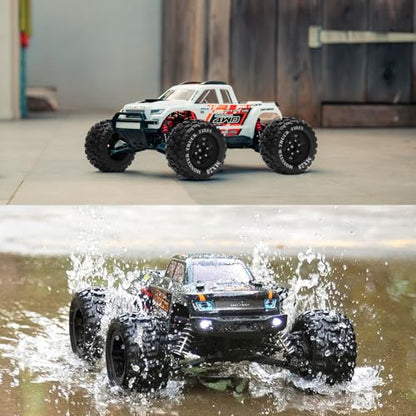 MX28 F/R 2.8" RC Car Tires with 12mm/14mm Hex Adapter RC Wheels and Tires Set 1/10 Scale RC Truck Tires for Arrma Big Rock Granite Traxxas Rustler Stampede VORTEKS 3S 4PCS (Style B) - Black - color: Black