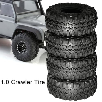 1.0 RC Crawler Tires 57x24mm, 4PCS Soft Sticky Rock Terrain Rubber Tires with Foam Inserts, Compatible with Traxxas TRX4M, Axial SCX24, FMS FCX24 FCX18, 1/18 1/24 Crawlers