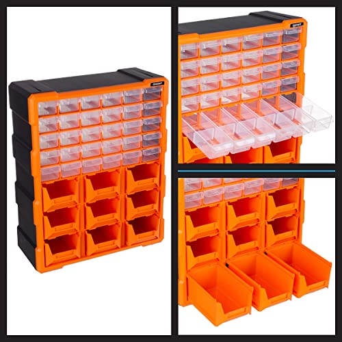 Stalwart Plastic Storage Drawers - 39-Drawer Screw Organizer, Black - size: 39-Drawer Screw Organizer