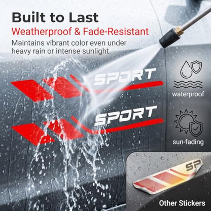 2PCS Sport Racing Style Car Windshield Wiper Decor Stickers, Car Windshield Wiper Blades Decor, 4.72" Sport Letter Vinyl Auto Decals, Also Fit for Car Body/Rear/Bumper/Door (Red)
