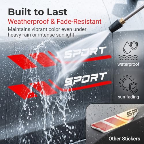2PCS Sport Racing Style Car Windshield Wiper Decor Stickers, Car Windshield Wiper Blades Decor, 4.72" Sport Letter Vinyl Auto Decals, Also Fit for Car Body/Rear/Bumper/Door (Red)