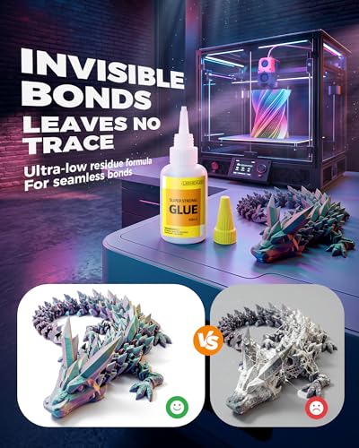 Super Glue for Plastic, PLA, ABS, PETG, PC, ASA, Acrylic, PVC, Dries Clear Liquid CA Adhesive for 3D Prints, Model Kits, RC Parts & Repairs, 40ml