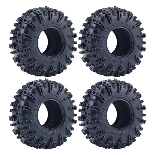 DJX 4PCS 1.3 Inch 68mm Tall Tires Super Soft Sticky Rubber Tires with Foam Insert for 1/18 1/24 Axial SCX24 TRX4M FCX18 UTB18 Etc RC Crawler Car