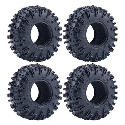 DJX 4PCS 1.3 Inch 68mm Tall Tires Super Soft Sticky Rubber Tires with Foam Insert for 1/18 1/24 Axial SCX24 TRX4M FCX18 UTB18 Etc RC Crawler Car