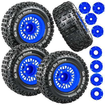 RC Wheels Tires Truck Tires 12mm/14mm/17mm Hex for 1/10 Slash 4×4 4WD 2WD/Axia1/Arrm a Senton/Redca t/Rc4w d,w/RC Wheels Hex Detachable Replace Running on Off-Road Tires,Navy Blue - color: Navy Blue- (Wheel Tires)
