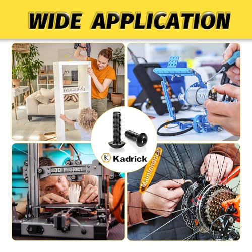 KADRICK 280PCS M5 Screw Kit,Hex Socket Button Head Screws Length 8MM-30MM | M5 Bolts with Nuts Flat & Lock Washers, Class 10.9 Alloy Steel,Black Oxide Finish - size: M5 280Pcs 8-30mm