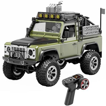KF90 1/12 Scale 4WD RC Rock Crawler, All-Terrain Off-Road Truck with 2.4GHz Full Proportional Control, LED Lights, 7.4V 1200mAh, Waterproof RTR Hobby Grade RC Car for Adults, Green - color: Green
