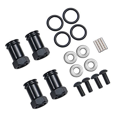 4Pcs/Set RC Hex Hub 12mm Aluminum Alloy Wheels Hex Hub 20mm Extension Black Hex Drive Adapter Longer Combiner Coupler for 1/10 RC Crawler Axial SCX10 90046 D90