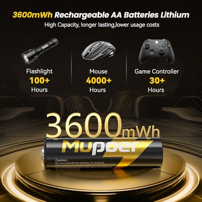 Rechargeable AA Batteries Lithium with Charger,4AA 3600mWh Lithium Batteries 1.5V,Double A Batteries Rechargeable High Capacity,Pilas Recargables AA,Reusable Battery Two A Li ion for Blink,Xbox - size: 4 Slot Charger+3600mWh4AA